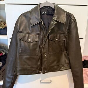 Zara Dark Green Leather Jacket